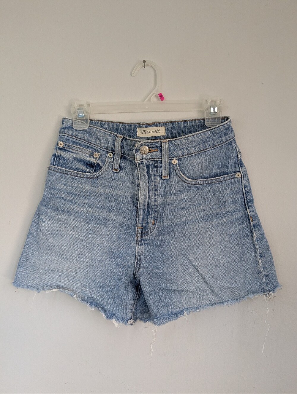 Madewell Curvy Light Wash Raw-Hem High-Rise Denim Shorts